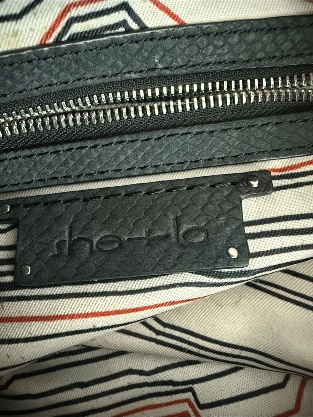 She+Lo Next Chapter Genuine Leather Satchel Handbag Adjustable Straps Black/Grey